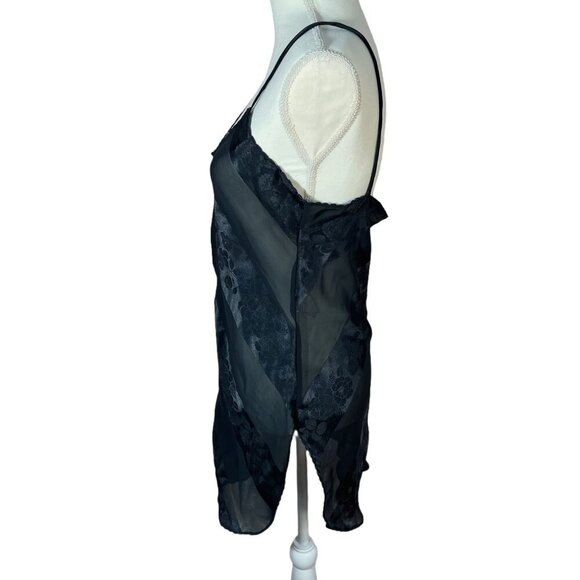 Vintage Tender Moments Black Satin Striped Slip Dress Mini Dress Women's Size M - Picture 4 of 8